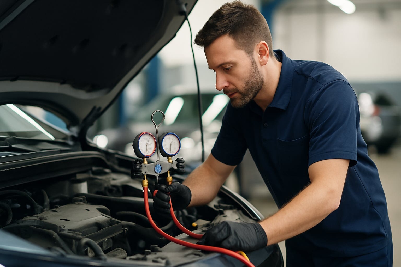 air conditioning p1 1 air conditioning mechanic working on car