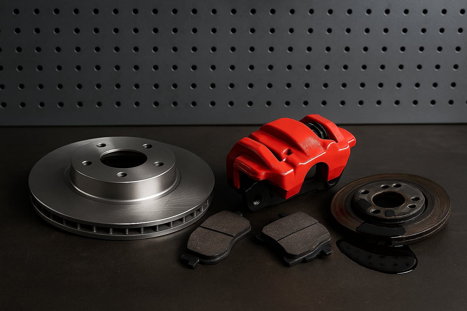 brake service p3 2 Brake parts on work bench