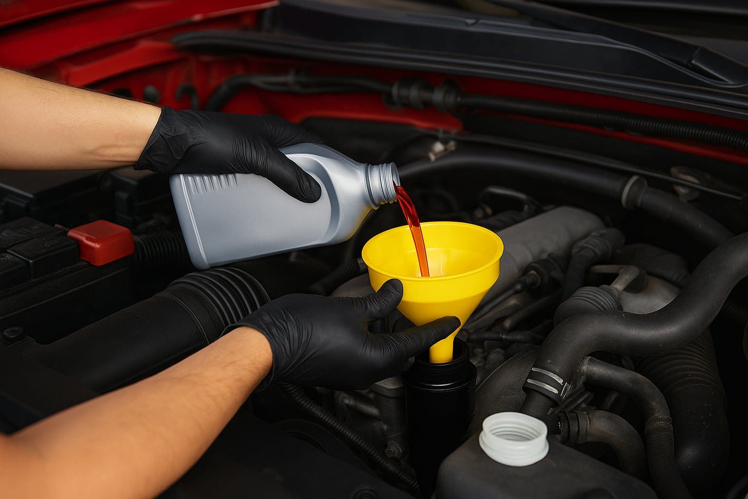 fluid exchage p3 1 power steering fluid being changed