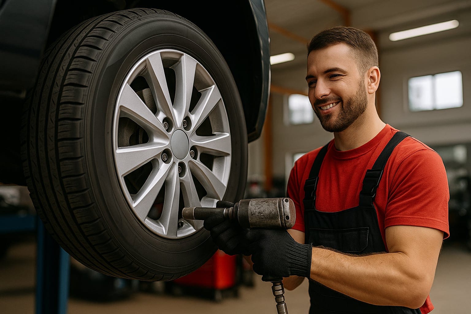 tire service p1 1 mechanic servicing tire